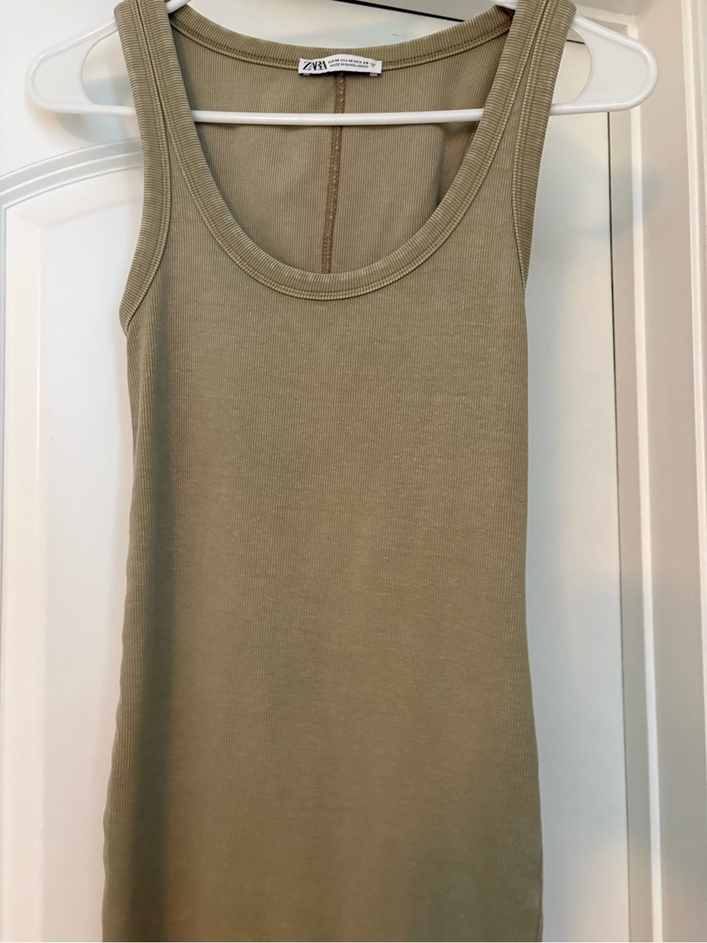 Zara Khaki Ribbed - Scoop Neck dress
